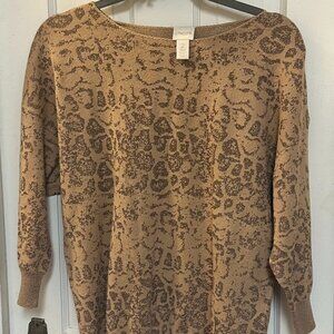 Cato Plus 3/4 Sleeve Animal Print Sweater With Metallic Thread Throughout.
